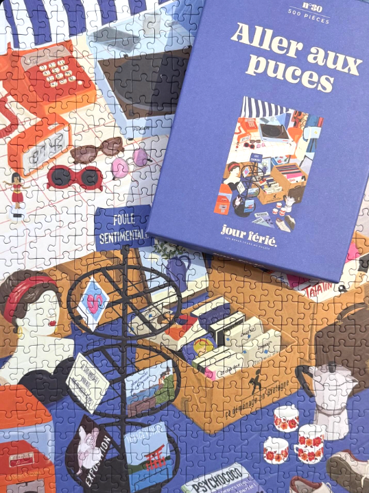 Cadeau abonnement puzzle dans une ambiance cosy avec puzzle adulte et emballage cadeau naturel