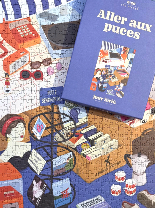 Cadeau abonnement puzzle dans une ambiance cosy avec puzzle adulte et emballage cadeau naturel