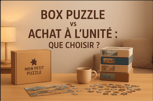 Comparatif entre une box puzzle en abonnement et un puzzle acheté à l’unité, avantages et inconvénients.